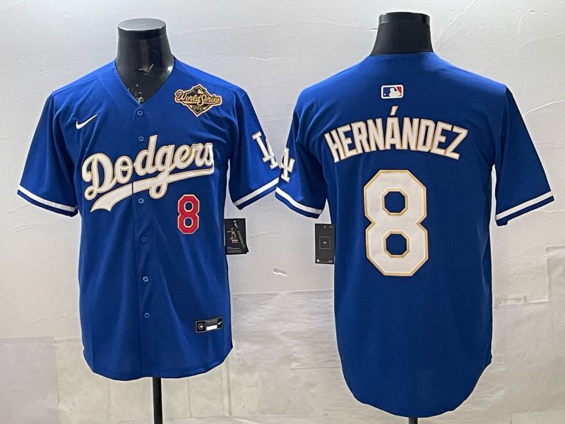 Men Los Angeles Dodgers #8 Hernandez Blue Gold 2026 Nike Game MLB Jersey 006